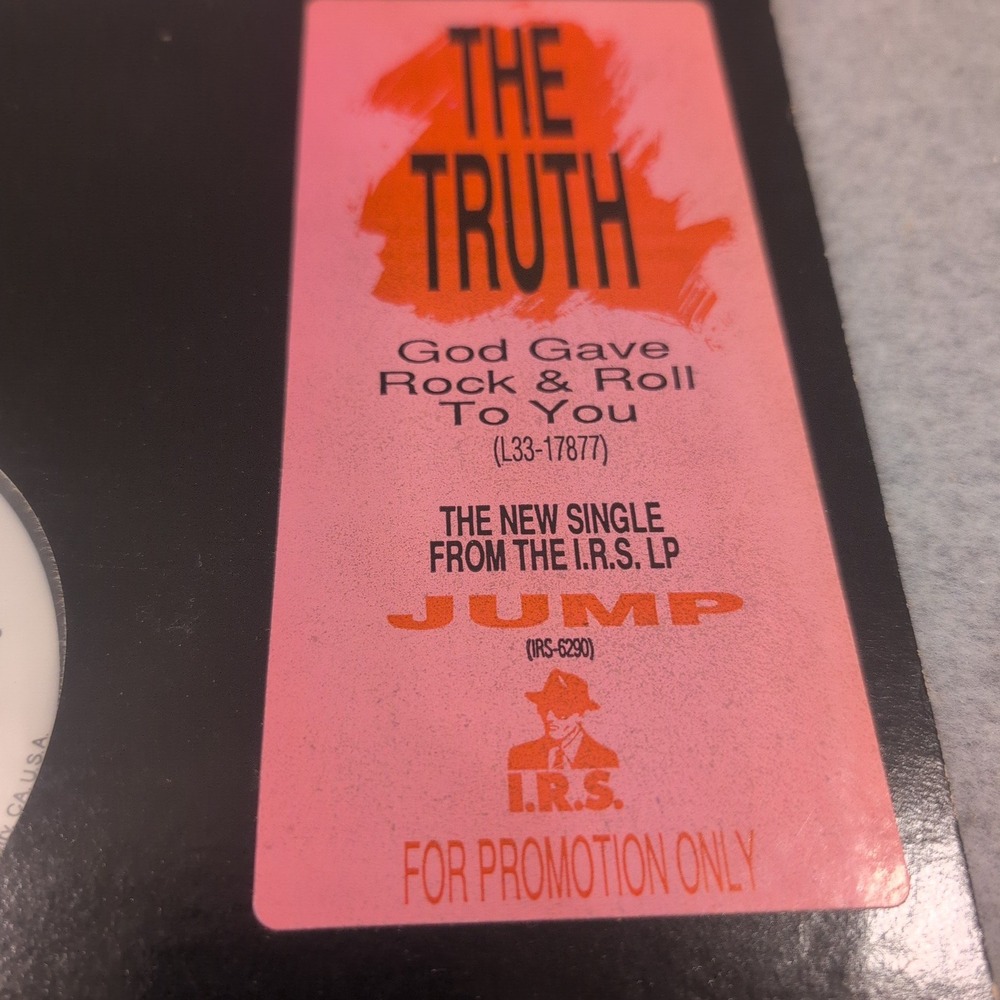 The Truth God Gave Rock & Roll To You 12" Vinyl Promo Single IRS Records 1989 - Picture 2 of 7